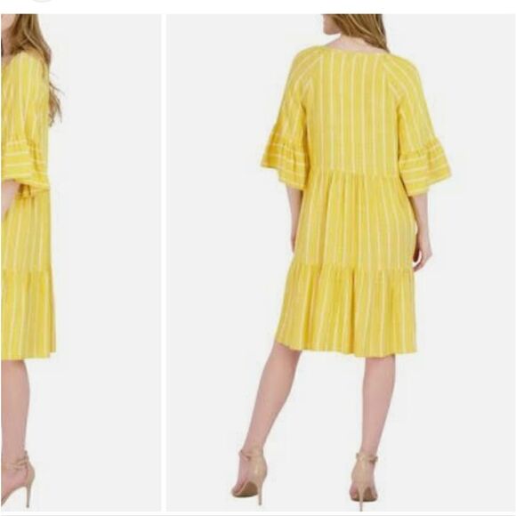 Robbie Bee tiered elbow sleeve boho peaseant cottagecore dress - Picture 2 of 16